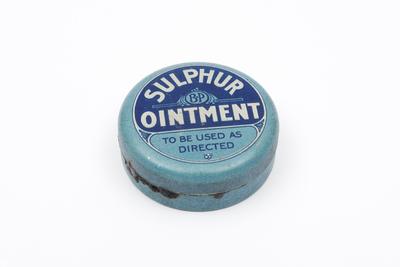 Small circular tin for "Sulphur Ointment"