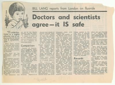 Bill Lang reports from London on fluoride: Doctors and scientists agree — it IS safe; 15 Jul 1969; HFA4192