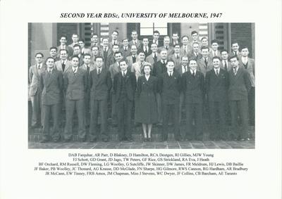 Second Year BDSc, University of Melbourne, 1947