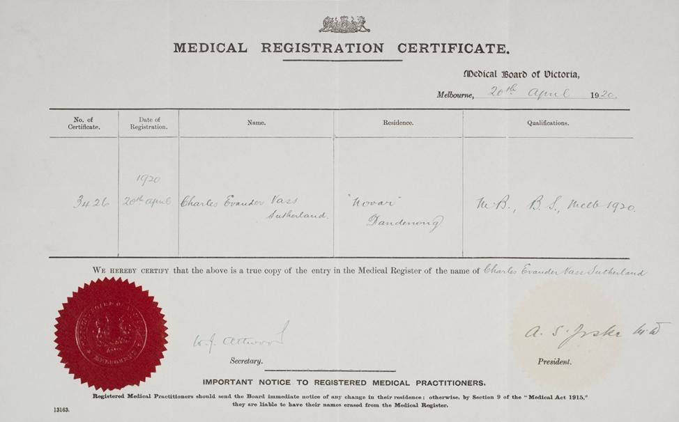 Medical Registration Certificate Faculty of Medicine, Dentistry and